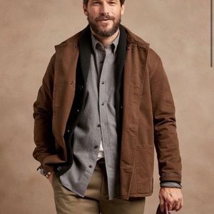 NWT Banana Republic grey Untucked Standard-Fit Flannel Shirt